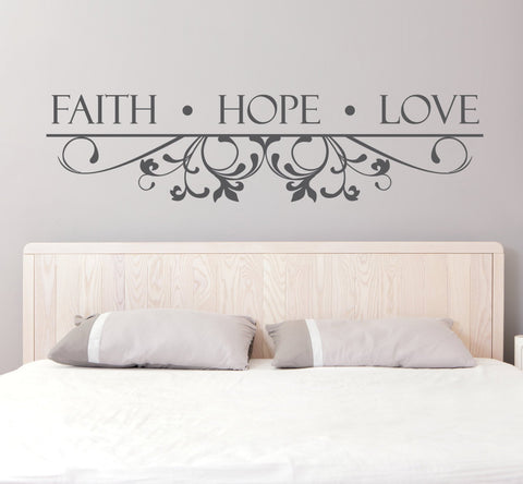 Vinyl Wall Decal Faith Hope Love Quote - lasting-expressions-vinyl