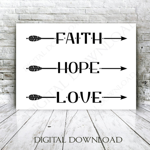 Faith Hope Love Arrow Quote Vector Digital Design Download - Ready to use Digital File, Vinyl Design Saying, Printable Quotes, Vector Arrow - lasting-expressions-vinyl
