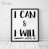Motivational SVG Quote File to Print, I can and I will Vector Digital Download, SVG Ai Pdf inspirational saying for stencil cricut craft - lasting-expressions-vinyl