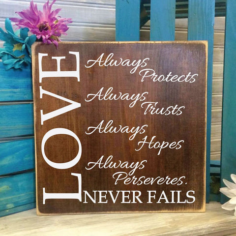 Rustic Wood Love Quote Sign, Wedding Centerpiece Card Table Top Decor Sign, Wedding Vow Anniversary Gift for her, Wood Sign for Bedroom - lasting-expressions-vinyl
