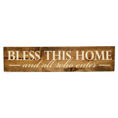 Welcome Hanging Wood Sign Bless This Home Quote Sign - lasting-expressions-vinyl