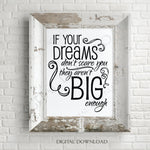 If your dreams don't scare you Quote Vector Digital Design Download - Typography Design Saying, Printable Quotes, svg ai pdf - Inspirational - lasting-expressions-vinyl