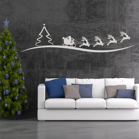 Santa's Reindeer Christmas Wall Decal Sticker, Classroom Holiday Decor Supplies, Vinyl Wall Sticker Decal Holiday Home Decor, Christmas Sign - lasting-expressions-vinyl