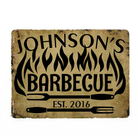 BBQ Personalized Metal Sign 9" x 12" Grilling BBQ Sign - lasting-expressions-vinyl