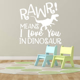 Dinosaur Baby Nursery Wall Art, Rawr Love Quote - lasting-expressions-vinyl