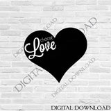 Choose Love Heart Design Vector Digital Download - DIY Home Decor,  Typography Art Vector Saying, Sayings Printable, svg ai pdf jpg files - lasting-expressions-vinyl