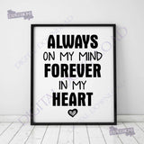 Always on my mind forever in my heart Clipart Vector Download - Ready Digital File, Printable DIY home decor, ai svg pdf, Memorial Signs - lasting-expressions-vinyl