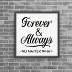 Forever & Always Clipart Quote Digital, SVG Quote, Vinyl Design, Printable Typography Art File, Swirl Clipart, Gift for Her, Wedding Decor - lasting-expressions-vinyl