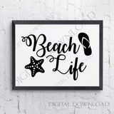Beach Life Design Vector Clipart Digital Download - Summer Quotes, Beach Svg Saying, Typography Art Print, DIY Craft Supplies, Greeting Card - lasting-expressions-vinyl