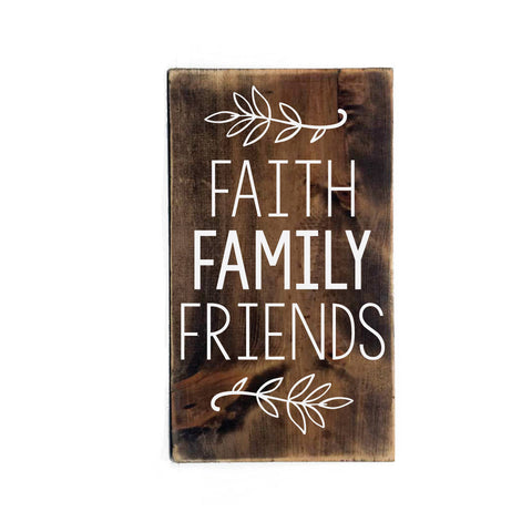 Faith Family Friends Wood Sign- Wood Home Decor - lasting-expressions-vinyl