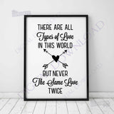 All types of love, never same love twice Vector Quote Clipart Download- Typography Art Print, SVG Love Saying, Arrow Heart Clipart Print - lasting-expressions-vinyl