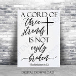 A cord of three strands not easily broken SVG Quote Clipart Vector -Typography Art, Vinyl Design Saying, SVG Saying, Home Wall Art, Print - lasting-expressions-vinyl