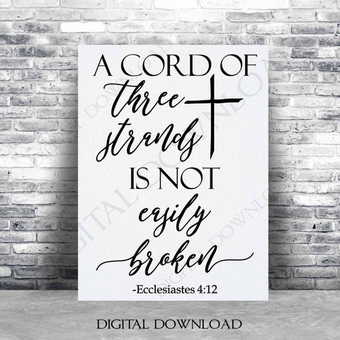 A cord of three strands not easily broken SVG Quote Clipart Vector -Typography Art, Vinyl Design Saying, SVG Saying, Home Wall Art, Print - lasting-expressions-vinyl