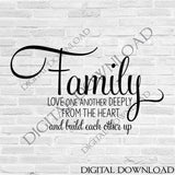 Family build each other up SVG Saying Vector - Typography File, Family Quote Sign, Printable Poster Download, Clipart Saying, Gift for her - lasting-expressions-vinyl