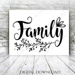 Family Vector Clipart Quote, Hand Drawn Family Clipart Saying, DXF Cricut Vinyl Stencil, Flower Clipart PNG, Printable Art, Saying to Print - lasting-expressions-vinyl