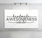 Handmade awesomeness inside Quote Vector Download - Business card stamps, handmade business sign, craft supplies, business stickers to print - lasting-expressions-vinyl