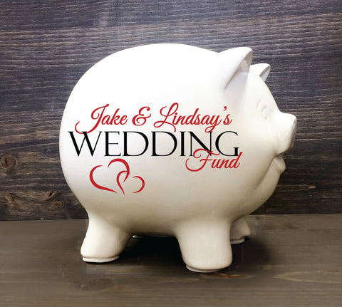 Ceramic Coin Piggy Bank Wedding Fund, Unique Bridal Shower Gift - lasting-expressions-vinyl