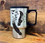 Feather and Birds coffee mug 16 oz Stainless Steel Mug - lasting-expressions-vinyl