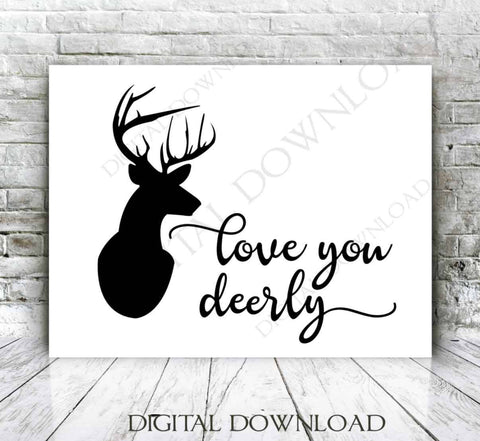 Love you deerly Vector Download - Gift for him, Vector Saying, SVG  Print, Typography Art - svg pdf jpg png, Antler Clipart, Love quote card - lasting-expressions-vinyl