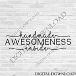Handmade awesomeness inside Quote Vector Download - Business card stamps, handmade business sign, craft supplies, business stickers to print - lasting-expressions-vinyl