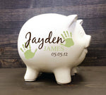 Piggy Bank with Name for Baby Gift, Baptism Gift from Grandparents, Custom Name Decal Newborn Baby Gift, Niece Nephew Birthday Gift - lasting-expressions-vinyl