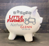 Baby Shower Gift for Baby Boy, Farmer Tractor Piggy Bank - lasting-expressions-vinyl