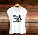 Horse Shirt, Live like someone left the gate open, Custom Shirt, Inspirational Quote Tank top, Women's Outfit, Birthday Gift for her Animals - lasting-expressions-vinyl