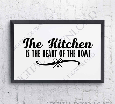 Kitchen heart of the home SVG Vector Clipart - Vinyl Saying, svg ai pdf, DIY Decor, Typography Quote Print Saying, Kitchen Sign, Mom Cooking - lasting-expressions-vinyl