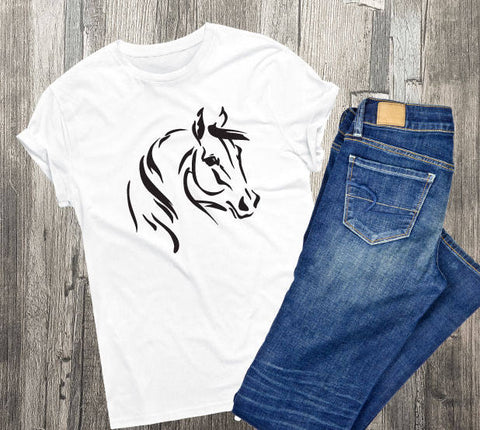 Horse Silhouette Shirt, Custom Shirts, Holiday Gift for Her, Personalized Gift, Grandma Gift for Christmas, Custom Shirt Designs Wholesale - lasting-expressions-vinyl
