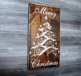 Horse Christmas Tree Merry Christmas Wood Sign - lasting-expressions-vinyl