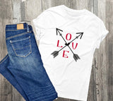 Valentines day love shirt, women's tank top, love arrow graphic tee, men's valentines day gift, his and her shirts, black racerback tank top - lasting-expressions-vinyl