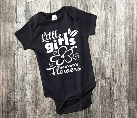 Baby Girl Shirt, Little Girls Heaven's Flowers, Cute Baby Outfit, Baby Shower Gift, Gift for Newborn, Flower Baby Jumper, Baby Romper Saying - lasting-expressions-vinyl