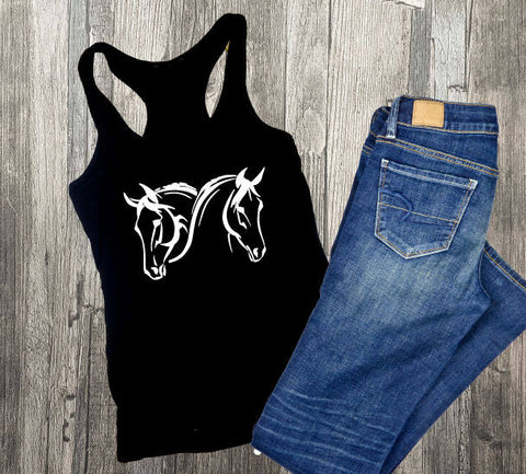 Horse Shirt, Custom Shirts, Holiday Gift for Her, Personalized Gift, Christmas Sweater Horse, Arabian Horse, Gift for Girlfriend Tank Top - lasting-expressions-vinyl