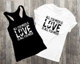 All you need is love boho Shirt, Custom Shirts, Design Tank top, Aztec Print, Birthday Gift for Her, Valentines day gift, Love graphic tee - lasting-expressions-vinyl