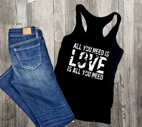 All you need is love boho Shirt, Custom Shirts, Design Tank top, Aztec Print, Birthday Gift for Her, Valentines day gift, Love graphic tee - lasting-expressions-vinyl