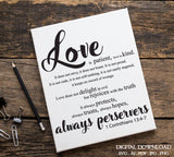 Love SVG Clipart Saying Vector, Love is patient quote Wedding Decor, Typography Art Wall Print, bible verse, corinthians 13, gift for her - lasting-expressions-vinyl