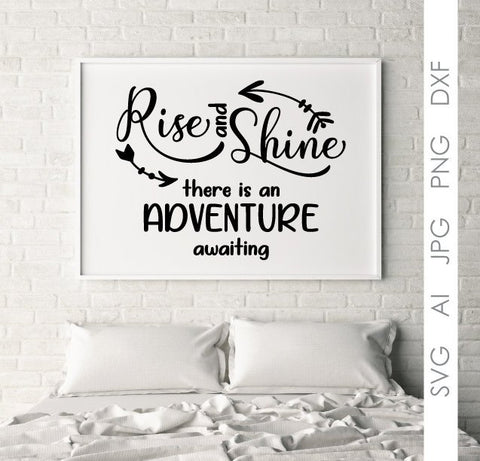 SVG Vector Quote Stencil, Clipart Saying for Die Cut, Digital Design Vector Artwork, Adventure Awaits Saying Bedroom Wall Art Print Sign - lasting-expressions-vinyl