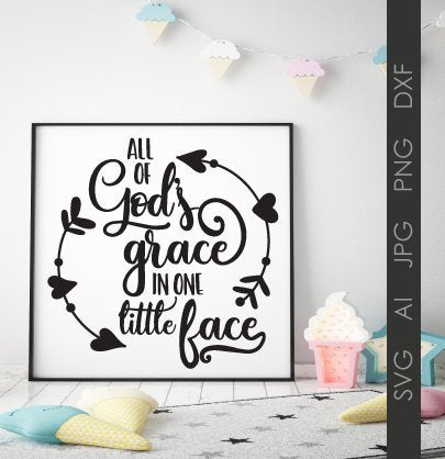 SVG Quote God's Grace Baby Saying, Clipart Quote to Print, Baby Nursery Wall Decor Printable, SVG Saying Craft Stencil Vinyl, Dxf Cricut - lasting-expressions-vinyl