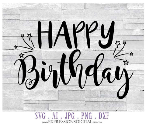 Printable Birthday Card Clipart Design, DXF Die Cut Cricut File, Digital Clipart Birthday, Happy Birthday SVG Quote, Vinyl Design Crafts - lasting-expressions-vinyl