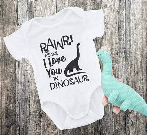 Dinosaur baby shirt, first mother's day gift from baby, rawr love you dinosaur, baby photo outfit, baby shower gift, cute kids shirts - lasting-expressions-vinyl