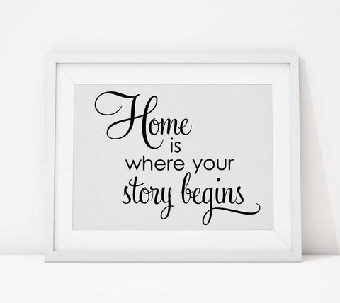 Home SVG Quote Digital Design, Homse Story Begins, Printable Housewarming Card Gift, Craft Silhouette Stencil, Vector Quote Designs DXF - lasting-expressions-vinyl