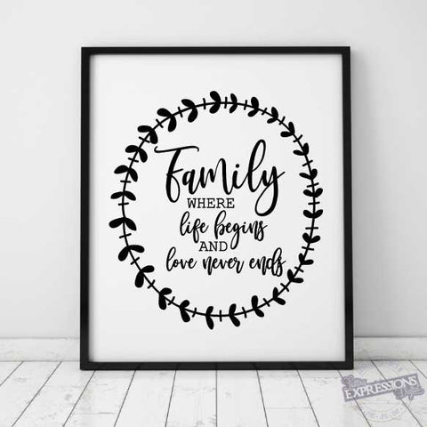 Family Printable SVG Vector Quote, Die-Cut Saying, Printable Vector Artwork, Family Love Sign Quote, Silhouette Stencil Design for Craft - lasting-expressions-vinyl