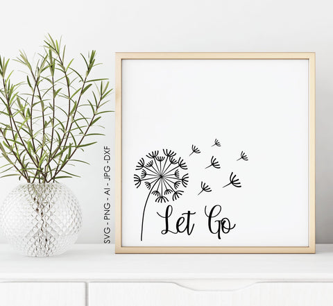 Dandelion Quote Printable Artwork Design, SVG Clipart Vector Saying, DXF Cricut Vinyl Craft Projects, Let Go Motivational Gift for Friend - lasting-expressions-vinyl