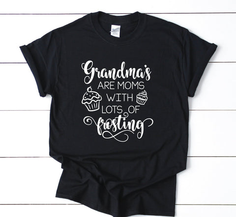 Grandma's are moms with frosting, Gift New Parents, Kids Saying, Gift for her, Custom Shirts, Mother's Day, Pregnancy Announcement Shirt - lasting-expressions-vinyl