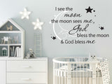 Nursery Decor Vinyl Wall Decal Quote, Moon God Saying for the Wall, God Bless Me Wall Quote for Nursery, Baby Bedroom Wall Art Stencil Sign - lasting-expressions-vinyl