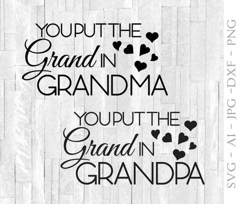 Grandma Grandpa SVG Quote Design, DXF Cricut Craft Projects, Silhouette PNG File, Grandparent Announcement Card Printable, Grandma Saying - lasting-expressions-vinyl