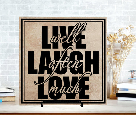 Live Laugh Love Ceramic Tile Sign, Wood Wall Hanging, Housewarming Gift Friend, Thank You Gift Realtor, Inspiration Home Decor, Laugh Often - lasting-expressions-vinyl