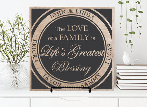 Name Sign Personalized Family Tree, Life Greatest Blessing, Blended Family Wedding Gift, Kid Name Gift for Mom Birthday, Custom Family Sign - lasting-expressions-vinyl