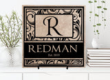 Monogram Wedding Plaque Last Name Sign, Personalized Name Wedding Gift for Couple, Wedding Card Table Centerpiece Decor, Housewarming Gift - lasting-expressions-vinyl
