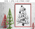 Dog Christmas Tree Clipart, Vector Clipart Christmas Tree, SVG Dog Cricut, Dog Craft Stencil, Paw Print PNG, Printable Holiday Decor Sign - lasting-expressions-vinyl